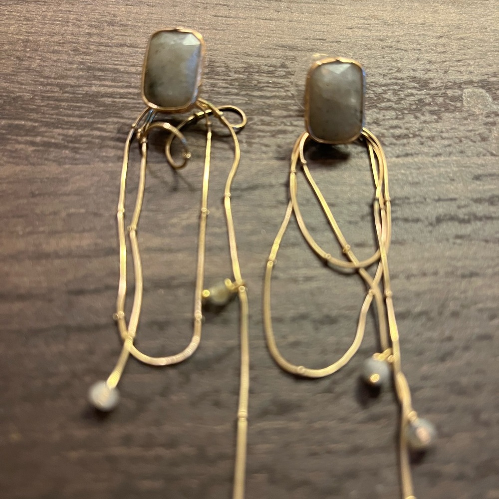 Anthropologie Gold and Gray Dangle Earrings
